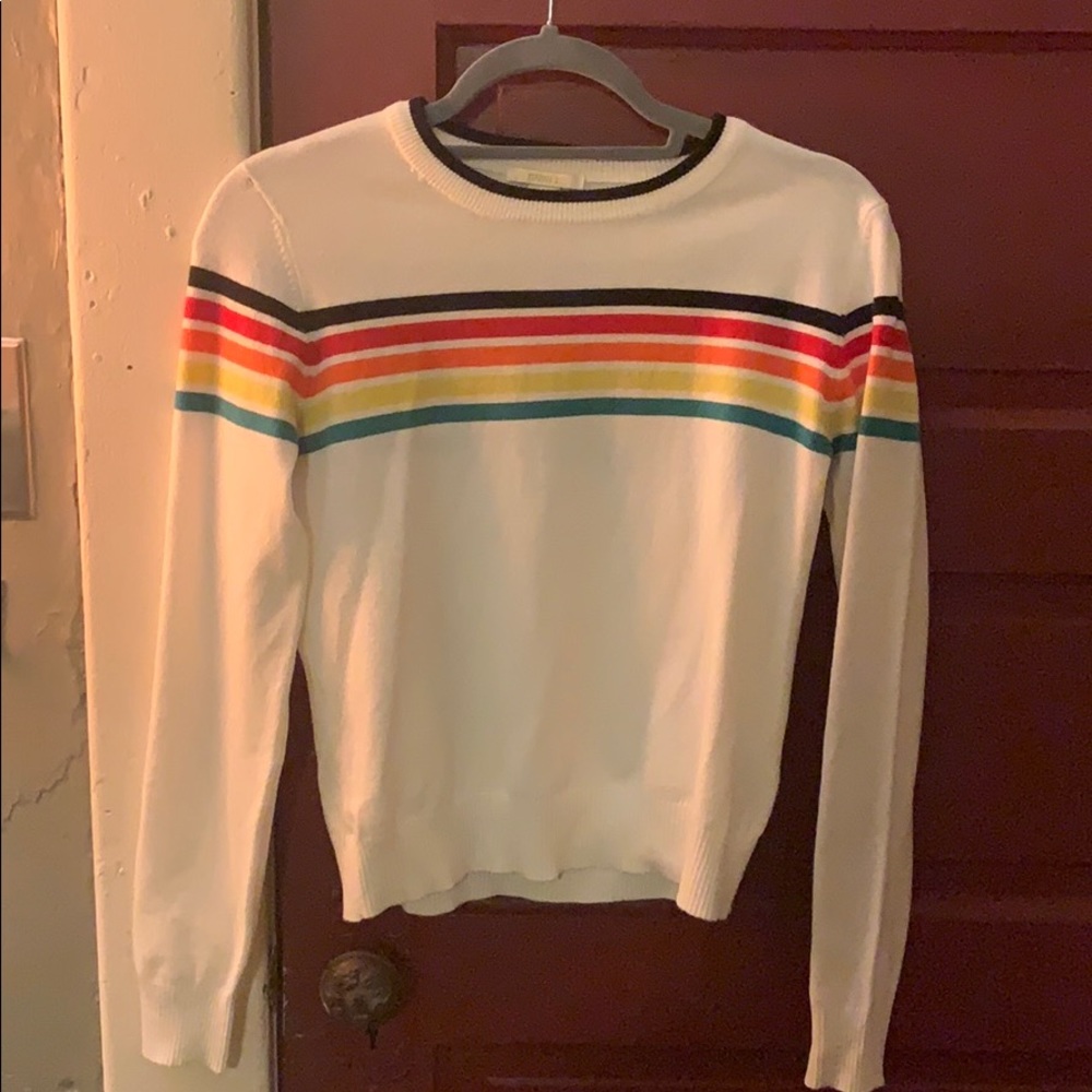 White/rainbow striped Forever 21 sweater